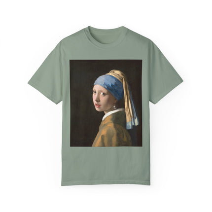 Girl with a Pearl Earring by Johannes Vermeer Unisex Garment-Dyed T-shirt