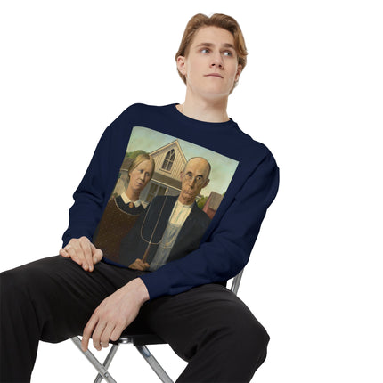 American Gothic by Grant Wood Unisex Garment-Dyed Sweatshirt