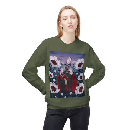 🎭🌹 The Crimson Garden Masquerade Midweight Crewneck Sweatshirt – Art Deco Floral Fantasy