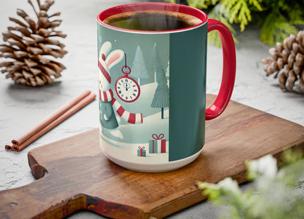 Candy Cane Timekeeper Bunny Colorful Mugs (11oz, 15oz)