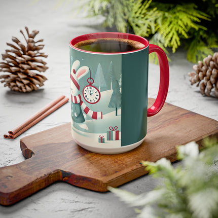 Candy Cane Timekeeper Bunny Colorful Mugs (11oz, 15oz)