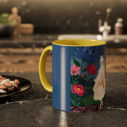 The Lady Of The Golden Parasol Colorful Mugs – Art Deco Botanical Elegance