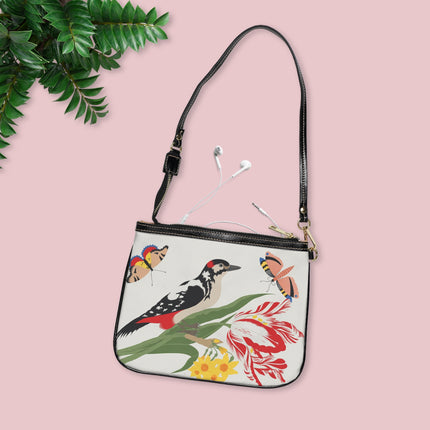Woodpecker & Tulip Shoulder Bag – Spring Charm & Vibrant Nature