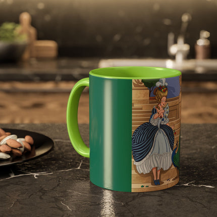 The Peacock's Admiration Colorful Mug (11oz, 15oz) – Rococo Elegance, Peacock Beauty & Garden Charm