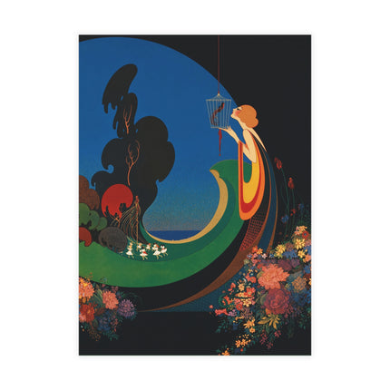 🐦🌺 The Lady Of The Enchanted Bird Garden Postcard Bundles – Art Deco Floral Fantasy