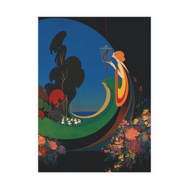 🐦🌺 The Lady Of The Enchanted Bird Garden Postcard Bundles – Art Deco Floral Fantasy
