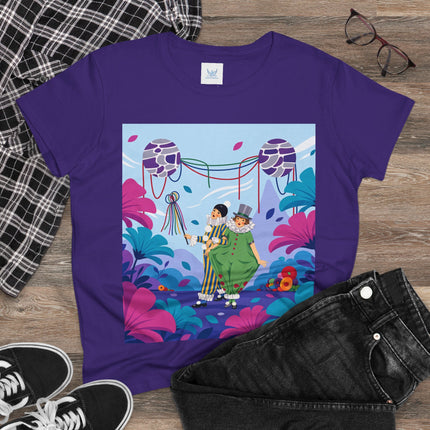 🎭🌸 The Garden Masquerade Cotton Tee – Art Deco Floral Whimsy