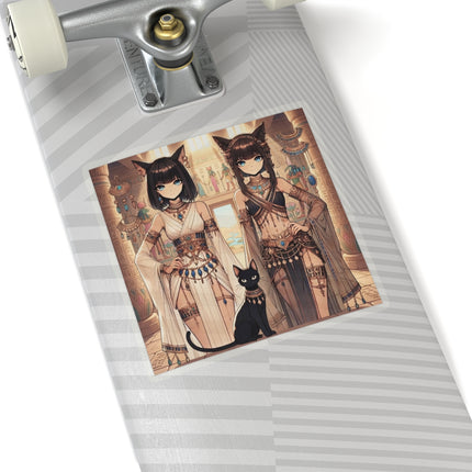 🐱🏛️ Egyptian Priestess Cats Kiss-Cut Sticker – Temple Guardians & Ancient Grace