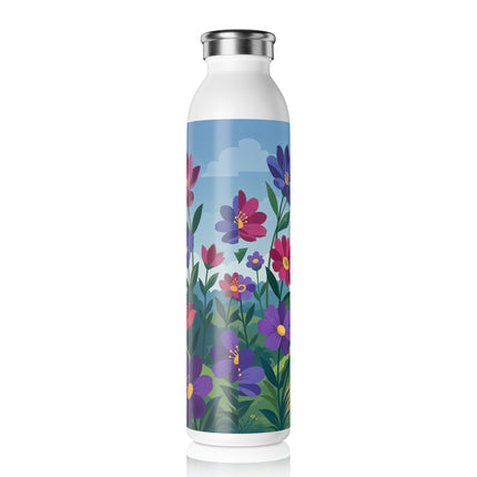 🌸🐕 The Lady Of The Flower Walk Slim Water Bottle – Art Deco Garden Promenade