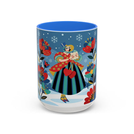 ❤️❄️ The Winter Heart Messenger Colorful Mug – Art Deco Snow Garden Fantasy