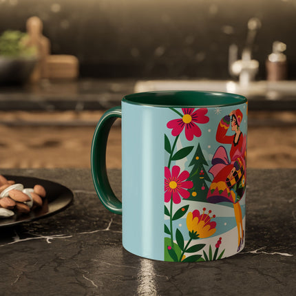 🌸🎄 Christmas In The Winter Garden Colorful Mug – Whimsical Holiday Fantasy