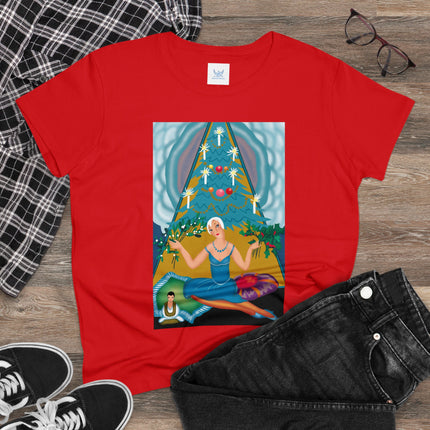 Art Deco Christmas Elegance Women's Midweight Cotton Tee