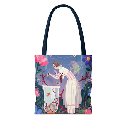 🐠🌸 The Lady Of The Enchanted Aquarium Tote Bag – Art Deco Garden Fantasy