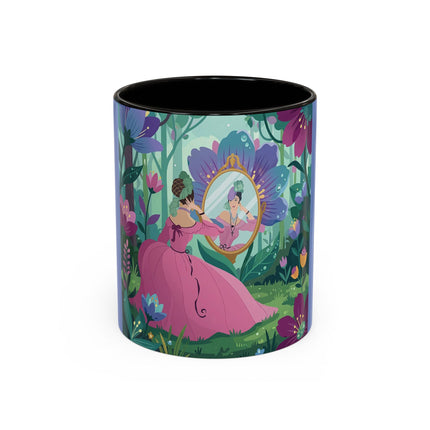 The Lady Of The Enchanted Mirror Colorful Mugs – Art Deco Botanical Elegance