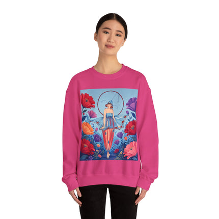 🎪🌺 The Flower Garden Harlequin Crewneck Sweatshirt – Art Deco Fashion Whimsy