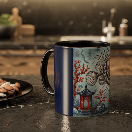 Lionfish & Lantern Colorful Mug – Mystical Ocean & Asian Harmony