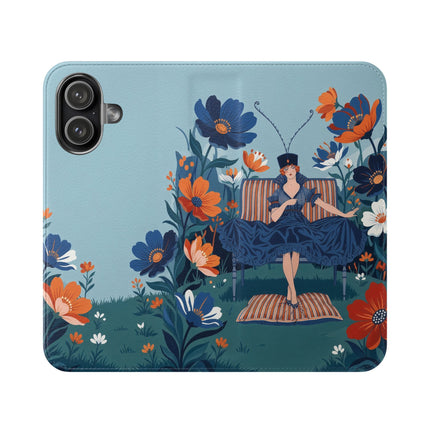 🌺🎩 The Lady Of The Grand Flower Garden Flip Case – Art Deco Floral Fantasy