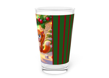 Naughty or Nice Kitten Christmas Glass, 16oz