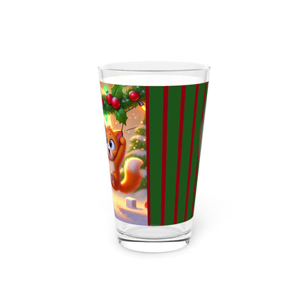 Naughty or Nice Kitten Christmas Glass, 16oz