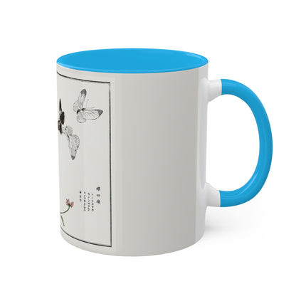Butterflies and flower illustration by Morimoto Toko Colorful Mugs, 11oz