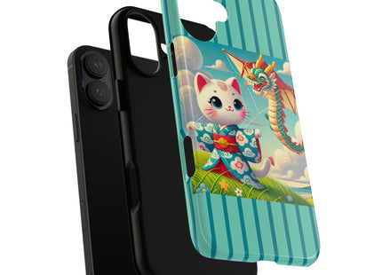 Geisha Kitten and the Dragon Kite Phone Cases