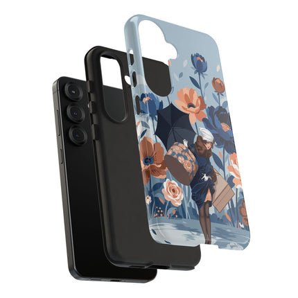 ☂️🌺 The Lady Of The Traveling Garden Phone Case – Art Deco Floral Adventure