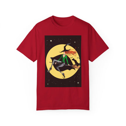 A Witch’s Moonlit Flight Unisex Garment-Dyed T-shirt