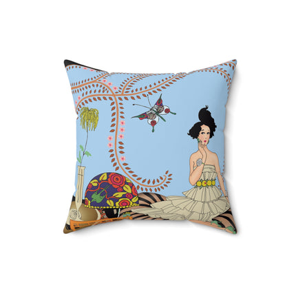 Minuit … ou l’appartement à la mode by George Barbier Spun Polyester Square Pillow