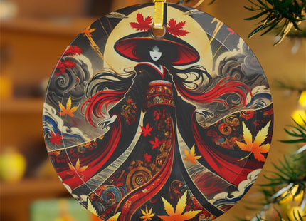 Dramatic Kabuki Witch Glass Ornaments