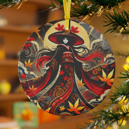 Dramatic Kabuki Witch Glass Ornaments