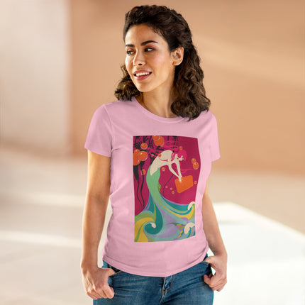 Mermaid Dive Women's Midweight Cotton Tee – Joyful Underwater Fantasy