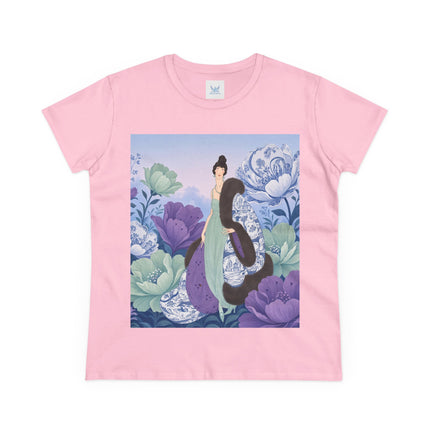 💜🌸 The Lavender Porcelain Garden Cotton Tee – Art Deco Fashion Elegance