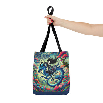Mystic Guardian of the Sky Tote Bag – Warrior Fairy & Turquoise Dragon