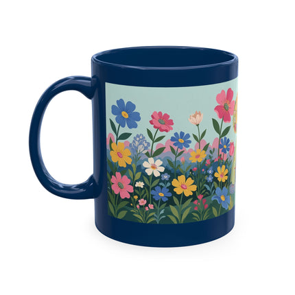 🌼🪭 The Lady Of The Grand Flower Garden Ceramic Mug – Art Deco Garden Whimsy