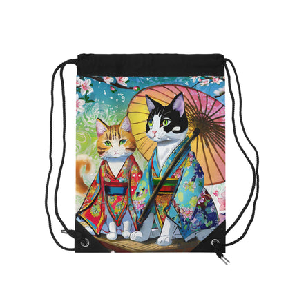 Kimono Kitties Drawstring Bag