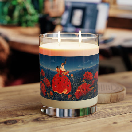 🌺🌙 The Lady Of The Crimson Twilight Garden Scented Candle – Art Deco Floral Fantasy
