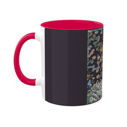 Rank Badge with Dragon with Deer Hooves Colorful Mugs, 11oz