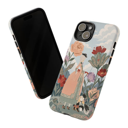 🌹🐈 The Lady And Puss In Boots Phone Case – Art Deco Floral Whimsy