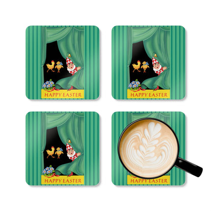 Easter Elf's Whimsy Corkwood Coaster Set