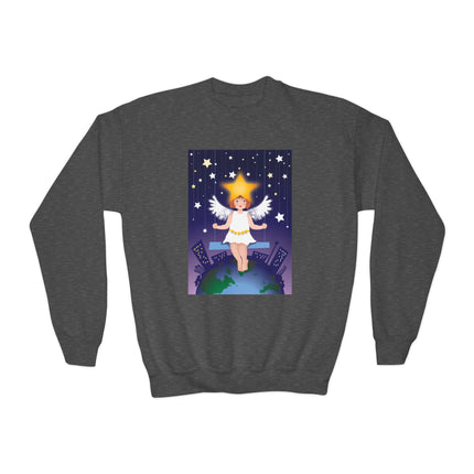 Celestial Magic Youth Crewneck Sweatshirt – Dreamy Night Sky & Angelic Wonder