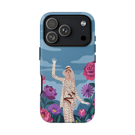 🌺👒 The Grand Flower Promenade Phone Case – Art Deco Fashion Illustration