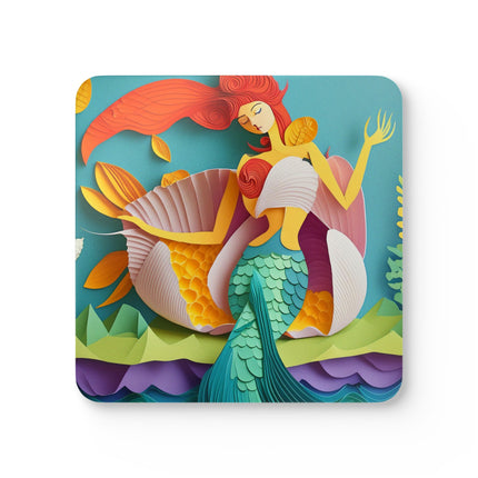 Charming Mermaid Corkwood Coaster Set
