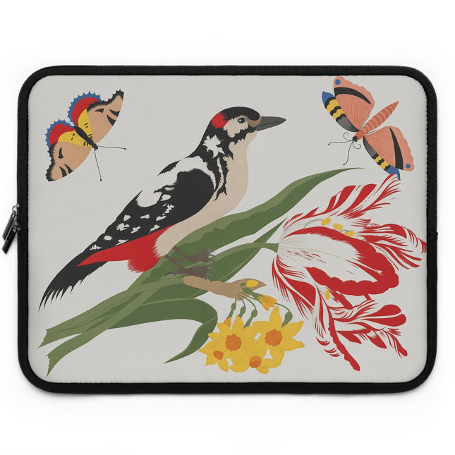 🐦🌷 Woodpecker & Tulip Laptop Sleeve – Vibrant Energy & Cheerful Charm