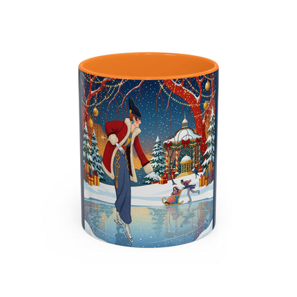⛸️🎄 The Christmas Skating Pavilion Colorful Mug – Art Deco Holiday Fantasy