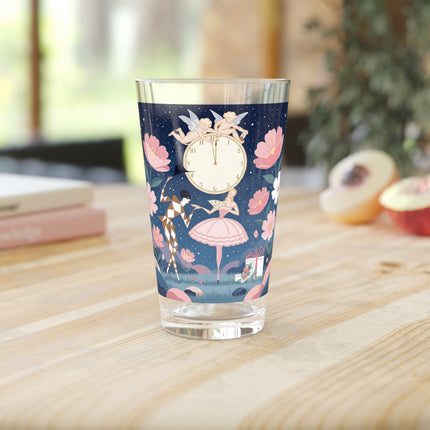 🕛🌸 Midnight Waltz Before Christmas Pint Glass – Art Deco Holiday Fantasy