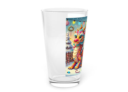 Playful Dragon's Christmas Glass, 16oz