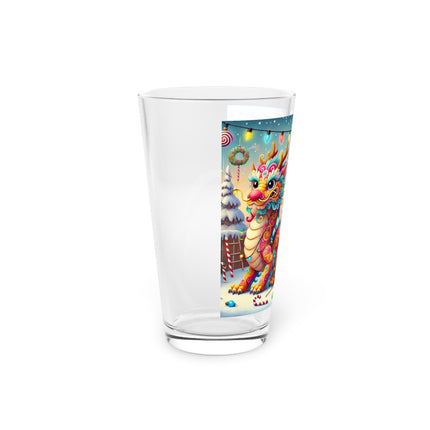Playful Dragon's Christmas Glass, 16oz