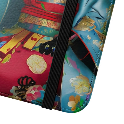 🌸✨ Cyberpunk Geisha Flip Case – Neon Elegance & Futuristic Grace
