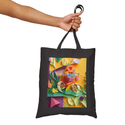 Origami Bicycle Cotton Canvas Tote Bag