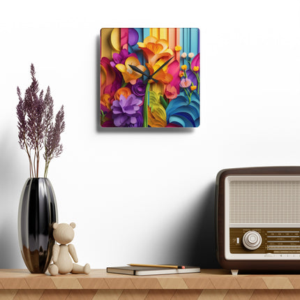 The Graceful Freesia Acrylic Wall Clock, Round and Square